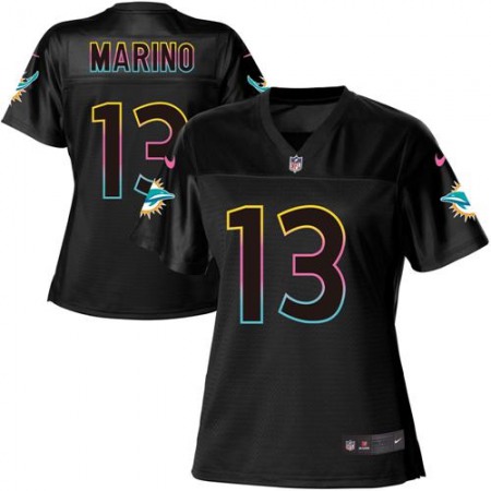 Nike Dolphins #13 Dan Marino Black Women's NFL Fashion Game Jersey