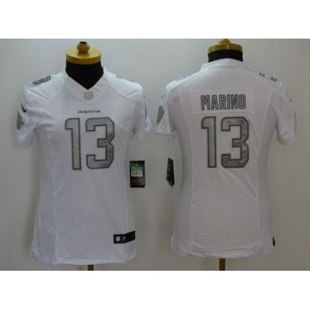 Nike Dolphins #13 Dan Marino White Women's Stitched NFL Limited Platinum Jersey