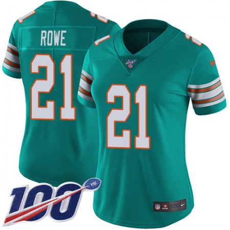 Nike Dolphins #21 Eric Rowe Aqua Green Alternate Women's Stitched NFL 100th Season Vapor Untouchable Limited Jersey