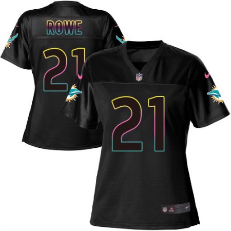 Nike Dolphins #21 Eric Rowe Black Women's NFL Fashion Game Jersey