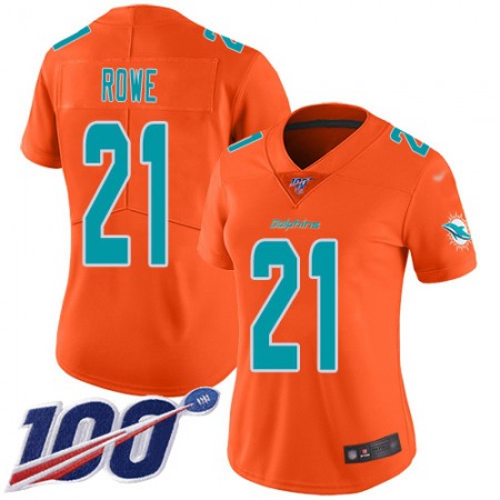 Nike Dolphins #21 Eric Rowe Orange Women's Stitched NFL Limited Inverted Legend 100th Season Jersey