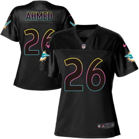 Nike Dolphins #26 Salvon Ahmed Black Women's NFL Fashion Game Jersey