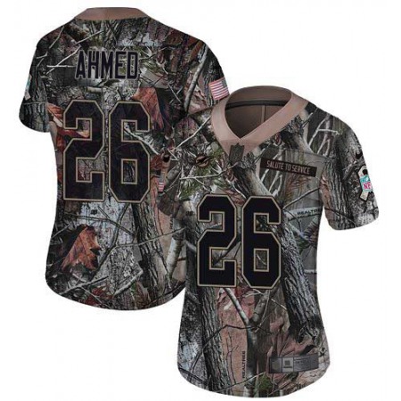 Nike Dolphins #26 Salvon Ahmed Camo Women's Stitched NFL Limited Rush Realtree Jersey