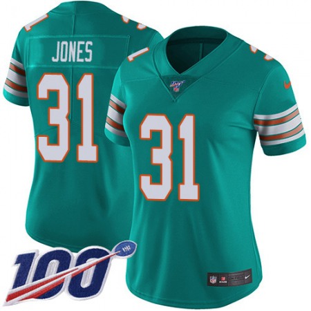 Nike Dolphins #31 Byron Jones Aqua Green Alternate Women's Stitched NFL 100th Season Vapor Untouchable Limited Jersey
