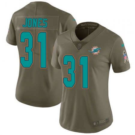 Nike Dolphins #31 Byron Jones Olive Women's Stitched NFL Limited 2017 Salute To Service Jersey