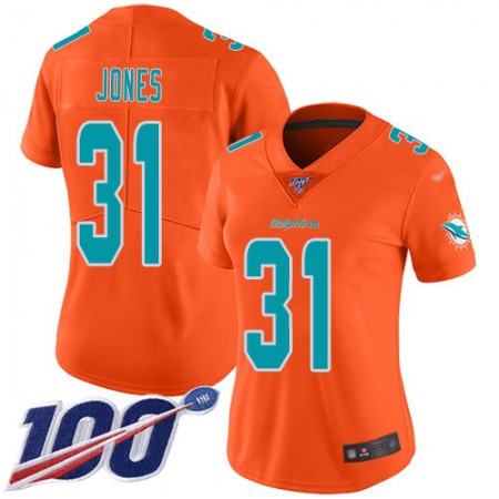 Nike Dolphins #31 Byron Jones Orange Women's Stitched NFL Limited Inverted Legend 100th Season Jersey