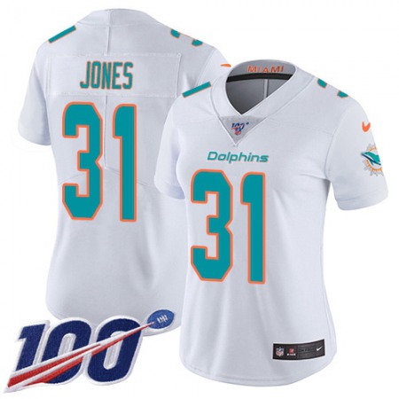 Nike Dolphins #31 Byron Jones White Women's Stitched NFL 100th Season Vapor Untouchable Limited Jersey