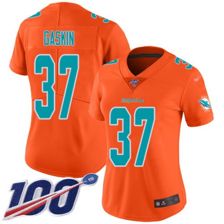 Nike Dolphins #37 Myles Gaskin Orange Women's Stitched NFL Limited Inverted Legend 100th Season Jersey