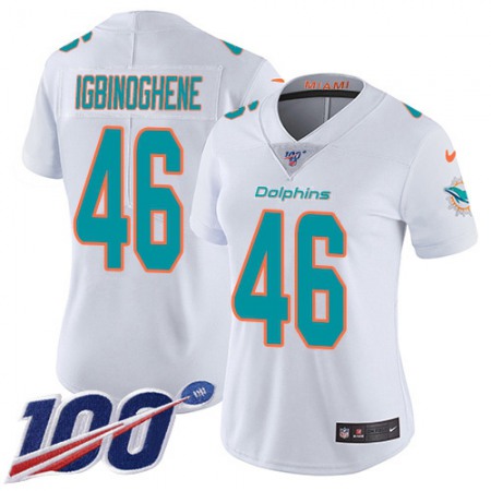 Nike Dolphins #46 Noah Igbinoghene White Women's Stitched NFL 100th Season Vapor Untouchable Limited Jersey