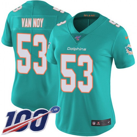 Nike Dolphins #53 Kyle Van Noy Aqua Green Team Color Women's Stitched NFL 100th Season Vapor Untouchable Limited Jersey