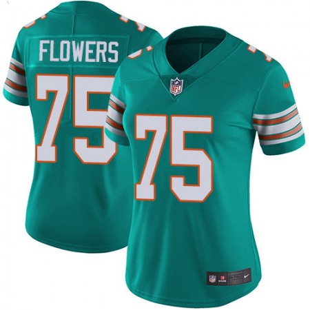 Nike Dolphins #75 Ereck Flowers Aqua Green Alternate Women's Stitched NFL Vapor Untouchable Limited Jersey