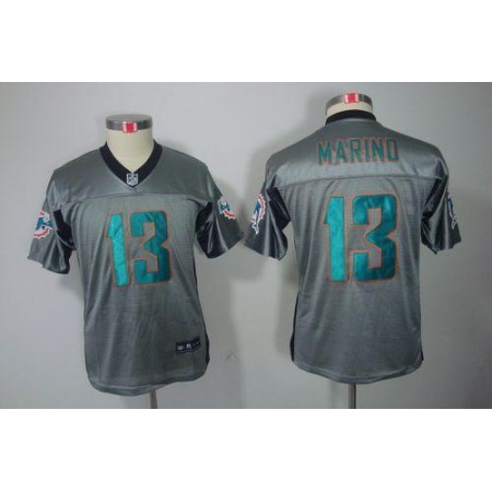 Nike Dolphins #13 Dan Marino Grey Shadow Youth Stitched NFL Elite Jersey