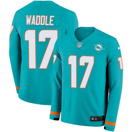 Nike Dolphins #17 Jaylen Waddle Aqua Green Team Color Youth Stitched NFL Limited Therma Long Sleeve Jersey