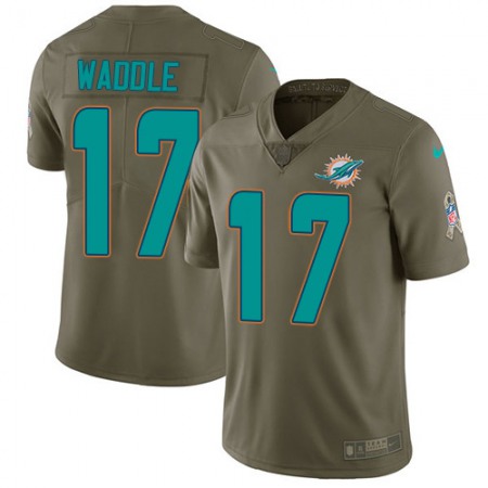 Nike Dolphins #17 Jaylen Waddle Olive Youth Stitched NFL Limited 2017 Salute To Service Jersey