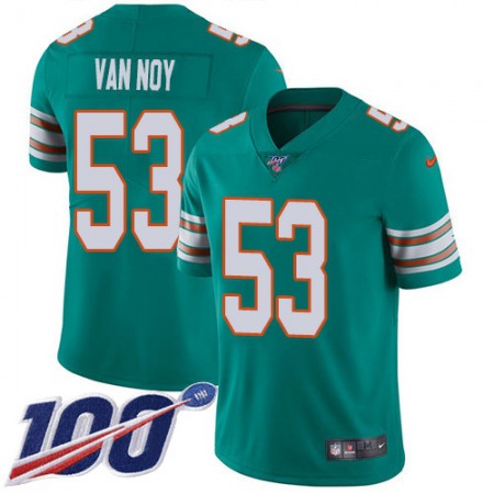 Nike Dolphins #53 Kyle Van Noy Aqua Green Alternate Youth Stitched NFL 100th Season Vapor Untouchable Limited Jersey