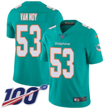 Nike Dolphins #53 Kyle Van Noy Aqua Green Team Color Youth Stitched NFL 100th Season Vapor Untouchable Limited Jersey