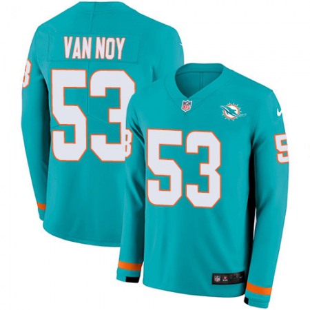 Nike Dolphins #53 Kyle Van Noy Aqua Green Team Color Youth Stitched NFL Limited Therma Long Sleeve Jersey