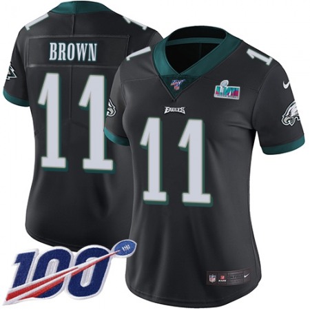 Nike Eagles #11 A.J. Brown Black Alternate Super Bowl LVII Patch Women's Stitched NFL 100th Season Vapor Untouchable Limited Jersey