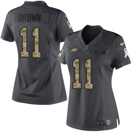 Nike Eagles #11 A.J. Brown Black Women's Stitched NFL Limited 2016 Salute to Service Jersey