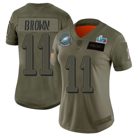Nike Eagles #11 A.J. Brown Camo Super Bowl LVII Patch Women's Stitched NFL Limited 2019 Salute To Service Jersey