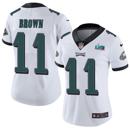 Nike Eagles #11 A.J. Brown White Super Bowl LVII Patch Women's Stitched NFL Vapor Untouchable Limited Jersey