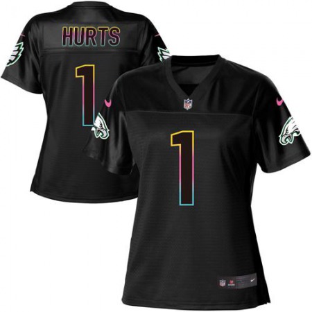 Nike Eagles #1 Jalen Hurts Black Women's NFL Fashion Game Jersey