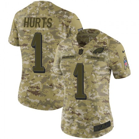Nike Eagles #1 Jalen Hurts Camo Women's Stitched NFL Limited 2018 Salute To Service Jersey