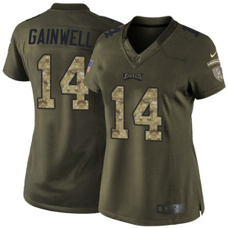 Nike Eagles #14 Kenneth Gainwell Green Women's Stitched NFL Limited 2015 Salute to Service Jersey