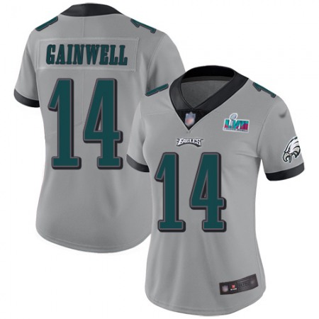 Nike Eagles #14 Kenneth Gainwell Silver Super Bowl LVII Patch Women's Stitched NFL Limited Inverted Legend Jersey