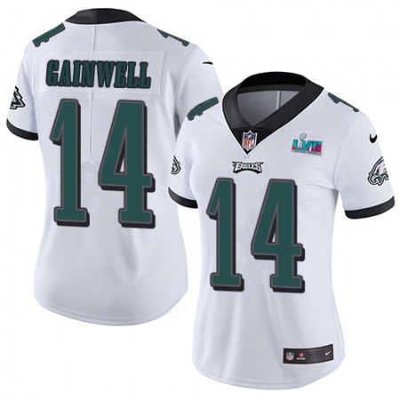 Nike Eagles #14 Kenneth Gainwell White Super Bowl LVII Patch Women's Stitched NFL Vapor Untouchable Limited Jersey