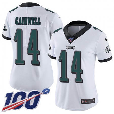 Nike Eagles #14 Kenneth Gainwell White Women's Stitched NFL 100th Season Vapor Untouchable Limited Jersey