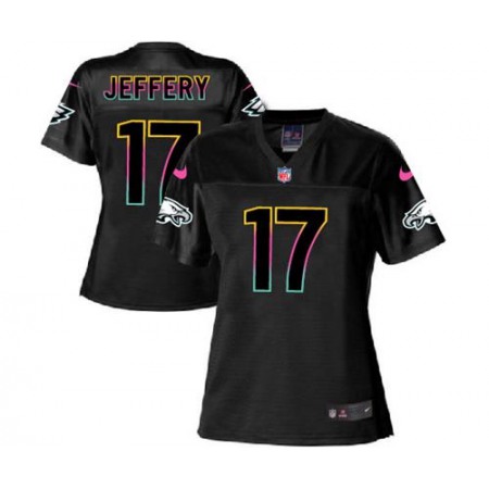 Nike Eagles #17 Alshon Jeffery Black Women's NFL Fashion Game Jersey