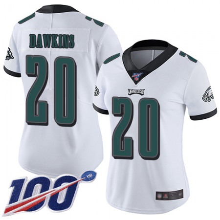 Nike Eagles #20 Brian Dawkins White Women's Stitched NFL 100th Season Vapor Limited Jersey