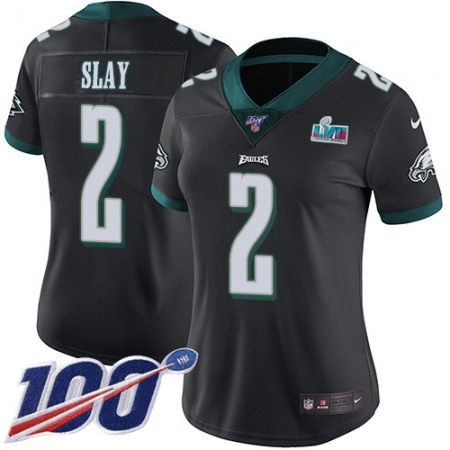 Nike Eagles #2 Darius Slay Black Super Bowl LVII Patch Alternate Women's Stitched NFL 100th Season Vapor Limited Jersey