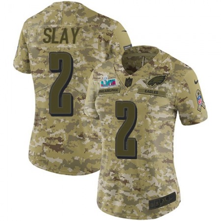 Nike Eagles #2 Darius Slay Camo Super Bowl LVII Patch Women's Stitched NFL Limited 2018 Salute To Service Jersey