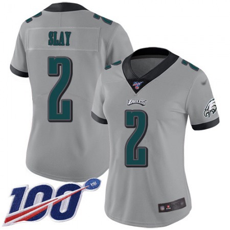 Nike Eagles #2 Darius Slay Silver Women's Stitched NFL Limited Inverted Legend 100th Season Jersey