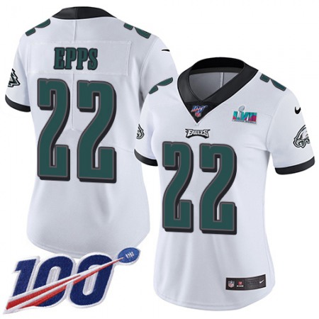 Nike Eagles #22 Marcus Epps White Super Bowl LVII Patch Women's Stitched NFL 100th Season Vapor Untouchable Limited Jersey