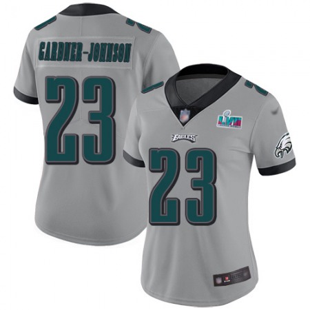 Nike Eagles #23 C.J. Gardner-Johnson Silver Super Bowl LVII Patch Women's Stitched NFL Limited Inverted Legend Jersey