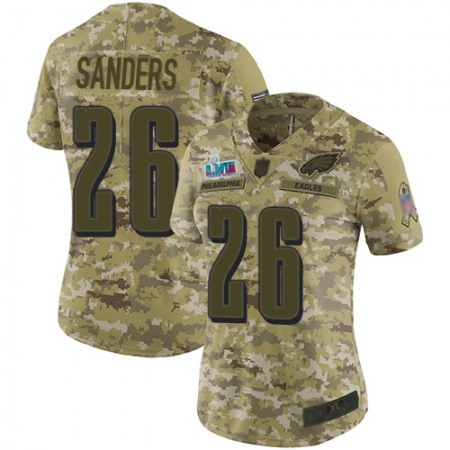 Nike Eagles #26 Miles Sanders Camo Super Bowl LVII Patch Women's Stitched NFL Limited 2018 Salute To Service Jersey