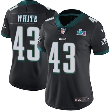 Nike Eagles #43 Kyzir White Black Alternate Super Bowl LVII Patch Women's Stitched NFL Vapor Untouchable Limited Jersey