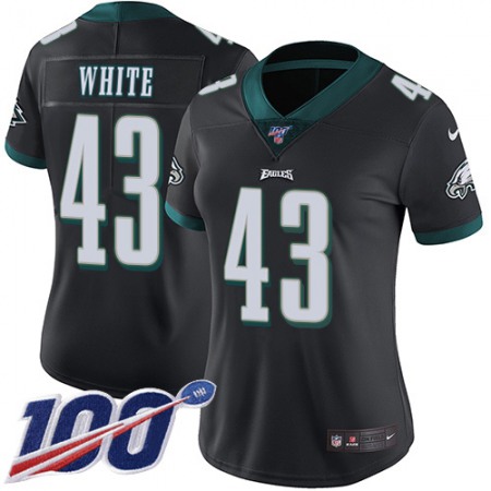 Nike Eagles #43 Kyzir White Black Alternate Women's Stitched NFL 100th Season Vapor Untouchable Limited Jersey