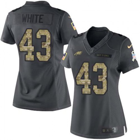 Nike Eagles #43 Kyzir White Black Women's Stitched NFL Limited 2016 Salute to Service Jersey