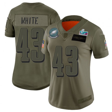 Nike Eagles #43 Kyzir White Camo Super Bowl LVII Patch Women's Stitched NFL Limited 2019 Salute To Service Jersey