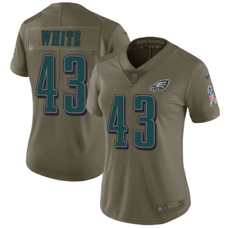 Nike Eagles #43 Kyzir White Olive Women's Stitched NFL Limited 2017 Salute To Service Jersey