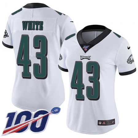 Nike Eagles #43 Kyzir White White Women's Stitched NFL 100th Season Vapor Untouchable Limited Jersey