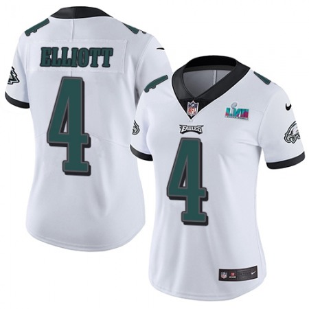 Nike Eagles #4 Jake Elliott White Super Bowl LVII Patch Women's Stitched NFL Vapor Untouchable Limited Jersey