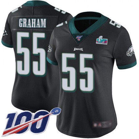 Nike Eagles #55 Brandon Graham Black Super Bowl LVII Patch Alternate Women's Stitched NFL 100th Season Vapor Limited Jersey