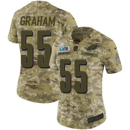 Nike Eagles #55 Brandon Graham Camo Super Bowl LVII Patch Women's Stitched NFL Limited 2018 Salute To Service Jersey
