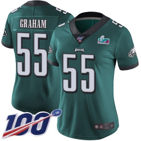 Nike Eagles #55 Brandon Graham Green Team Color Super Bowl LVII Patch Women's Stitched NFL 100th Season Vapor Limited Jersey