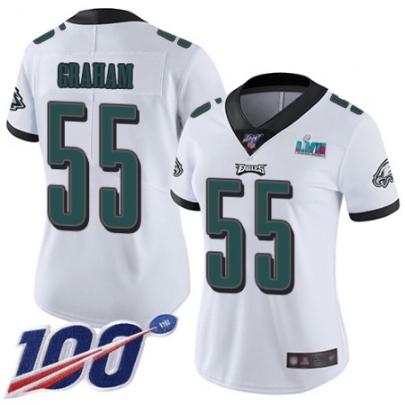 Nike Eagles #55 Brandon Graham White Super Bowl LVII Patch Women's Stitched NFL 100th Season Vapor Limited Jersey